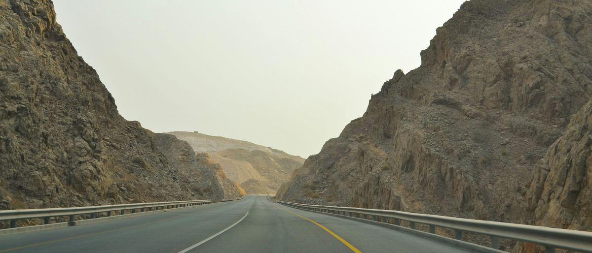 Road through mountains near Muscat, Oman